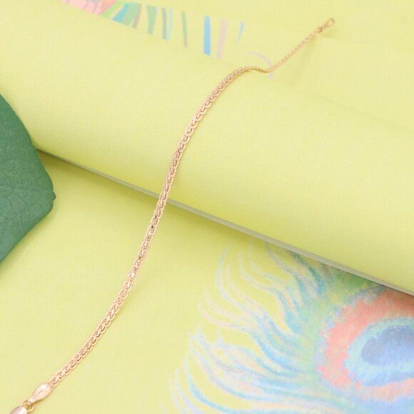 "Minimal Chain Rose Gold Bracelet in High Polish Finish, XPBL1085 - Picture 2 of 13